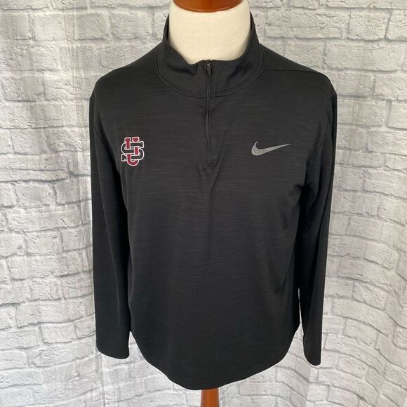 Nike Men XL drifit 1/4 zip Longsleeve pullover collegiate wear black & grey - Picture 1 of 8